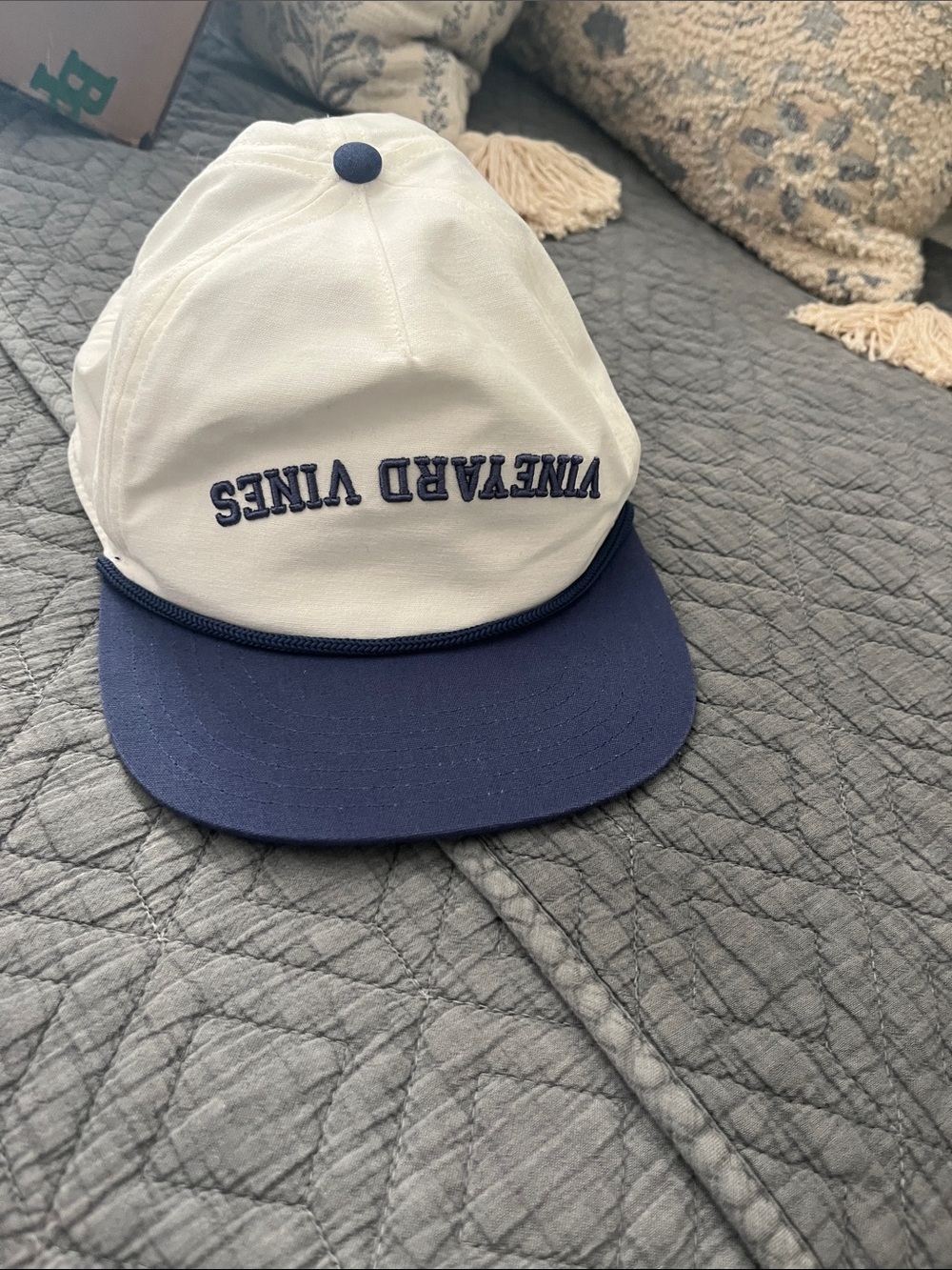 Vineyard Vines White Baseball Cap with Navy Trim